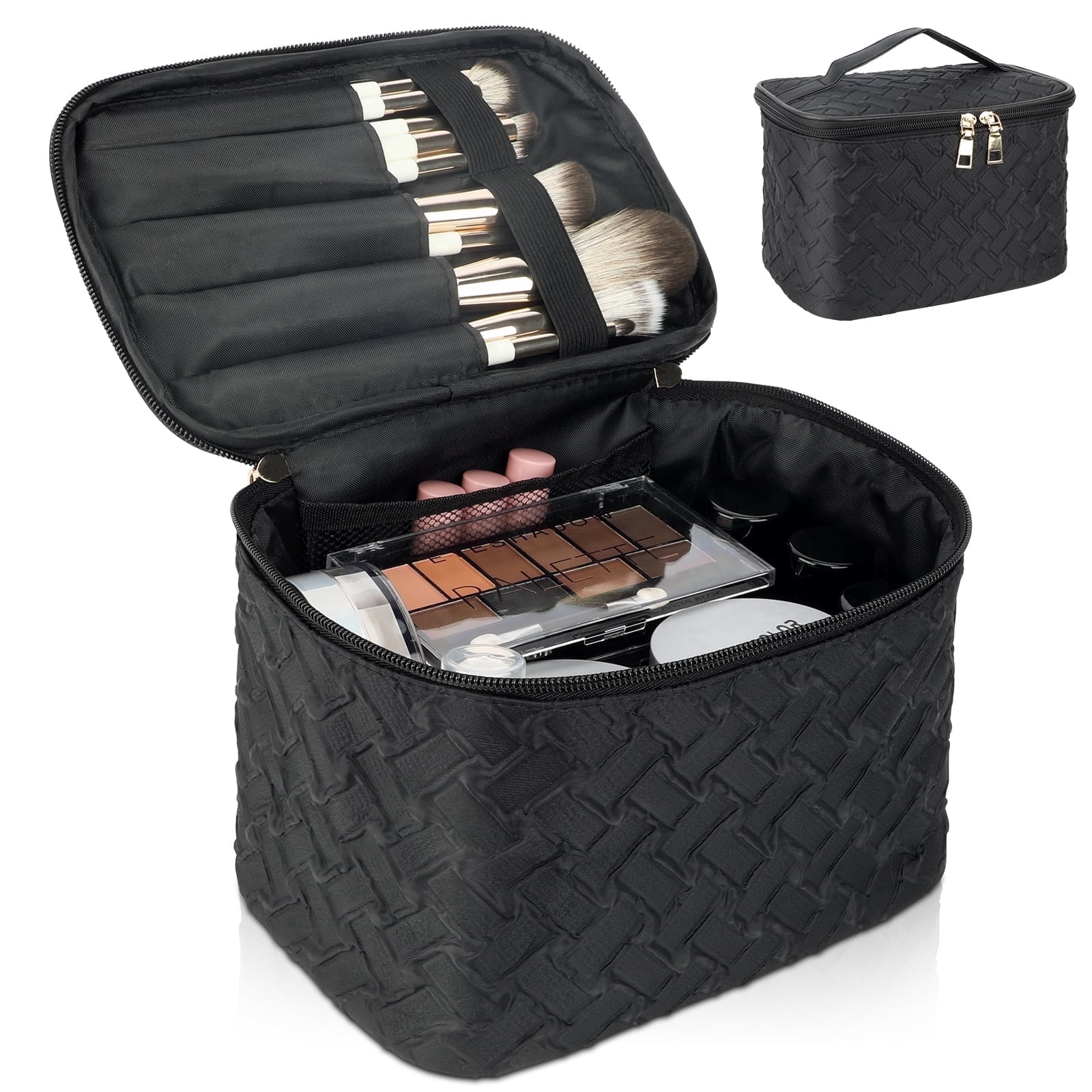 big travel makeup bag Large Beige Toiletry Bag For Women Hot Pink lay design opens wide so you can spot everything at a glance ZIVACATE Travel Makeup Bag with