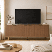 ZIVACATE Modern TV Stand for Living Room, 68" Entertainment Center, Modern Media Console with Storage Cabinets, 2 Adjustable Shelves&4 Doors, Brown1