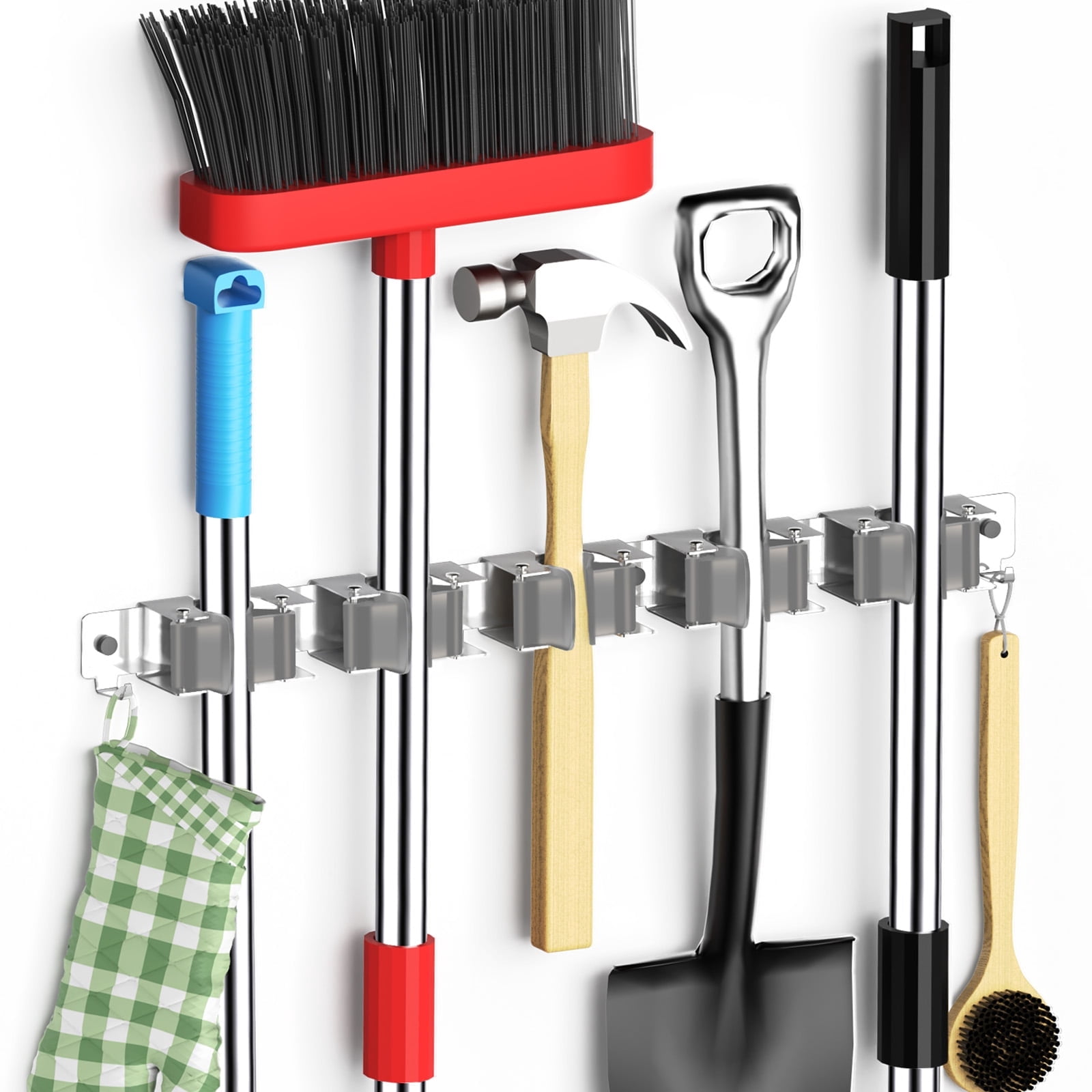 ZIVACATE Mop and Broom Holder Wall Mounted – Stainless Steel Mop Broom ...