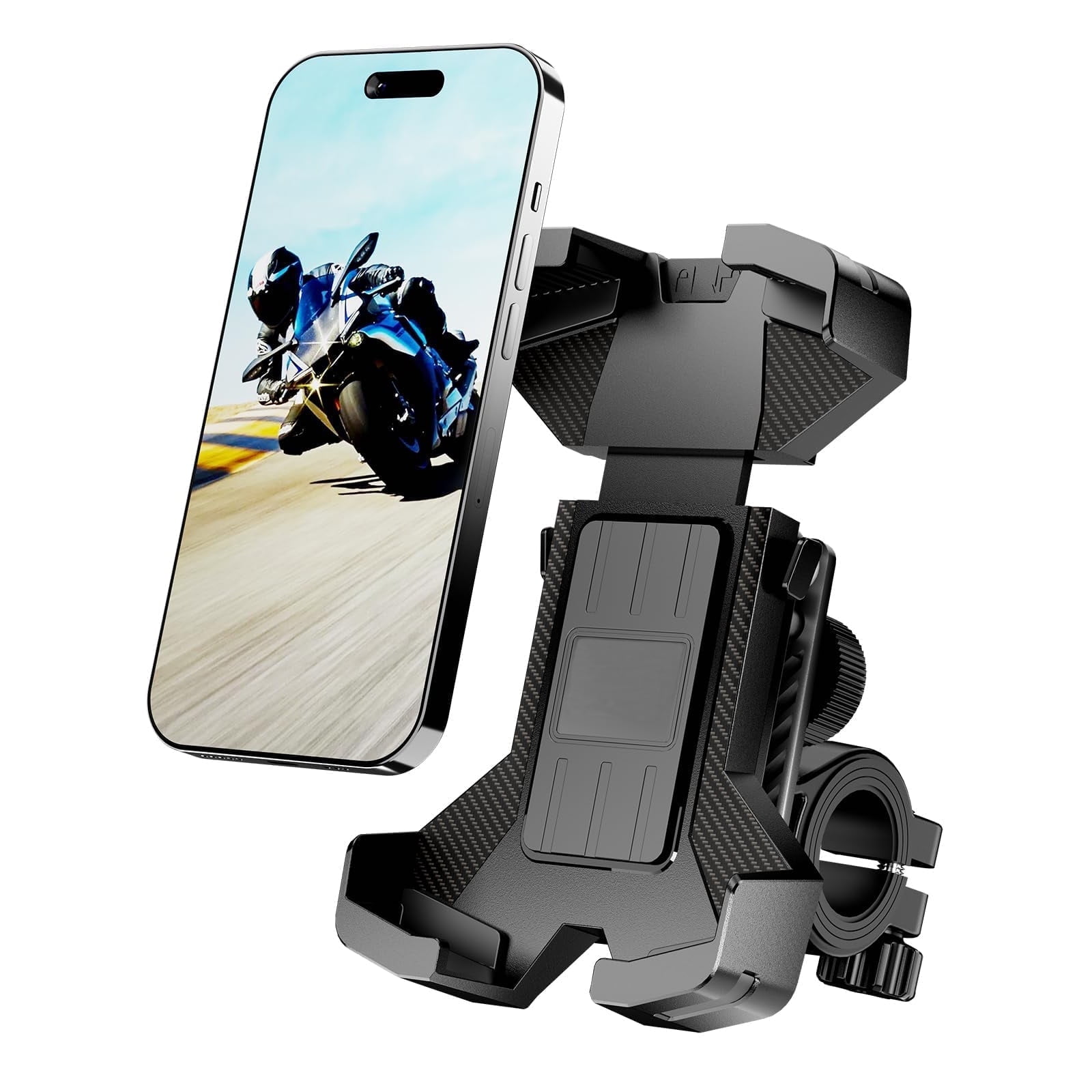 ZIVACATE  Motorcycle Phone Mount Bike Phone Holder, Auto Lock Adjustable Handlebar 360 Rotatable Phone Holder Mount for 4.7"-7" Cell Phones,Black