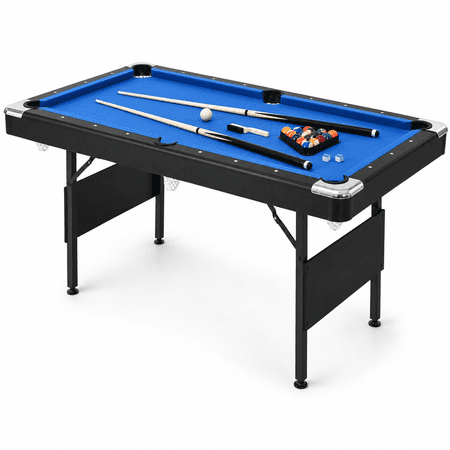 ZIVACATE Pool Tables, No Assembly, Choose Your Color - Portable Billiards Tables Includes Full Set of Balls, 2 Cue Sticks, Black&Blue