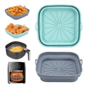 ZIVACATE Silicone Air Fryer Liners Inserts 2 Pack Air Fryer Silicone Basket Inserts Foldable Square Reusable Air Fryer Liners 8in