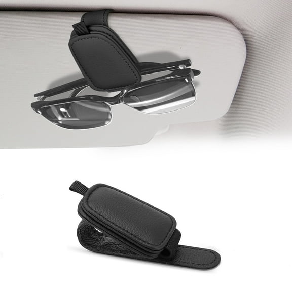 ZIVACATE Sunglass Holders for Car Sun Visor,1 Pack Magnetic Leather Glasses Eyeglass Hanger Clip for Car Accessories (Black)