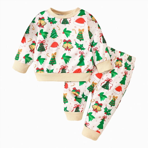 ZIXKCGDSE Baby Girl Clothes Christmas Outfits Crewneck Long Sleeves and Pants Set Going Out Size 6-9 Months