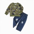 thumbnail image 1 of ZIXKCGDSE Boys Fall Outfits Graphic T-Shirt Sweatshirt and Wide Leg Jeans Trendy Clothing Set Size 12-18 Months, 1 of 4