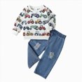thumbnail image 1 of ZIXKCGDSE Boys Fall Outfits Graphic T-Shirt Sweatshirt and Wide Leg Jeans Trendy Clothing Set Size 3-4 Years, 1 of 4
