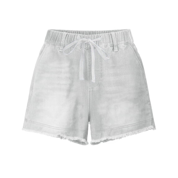 ZIXKCGDSE Denim Shorts Women Drawstring Elastic Waist Jean Shorts with Pockets Going Out Size L