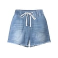 thumbnail image 1 of ZIXKCGDSE Denim Shorts Women Drawstring Elastic Waist Jean Shorts with Pockets Going Out Size M, 1 of 4