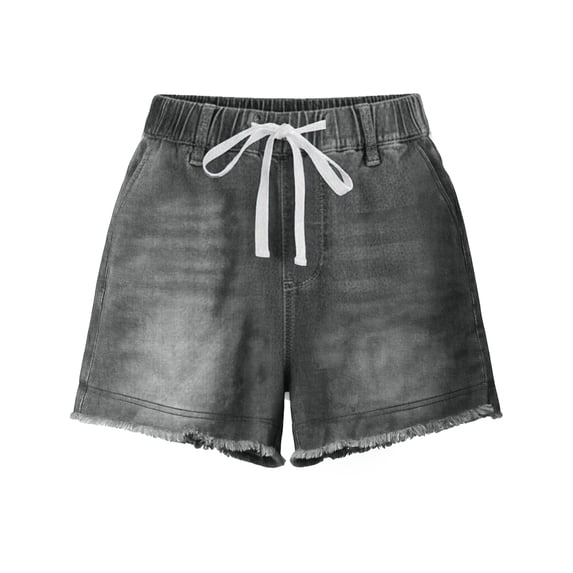 ZIXKCGDSE Denim Shorts Women Drawstring Elastic Waist Jean Shorts with Pockets Going Out Size M