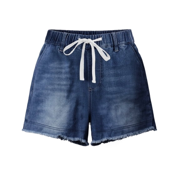 ZIXKCGDSE Denim Shorts Women Drawstring Elastic Waist Jean Shorts with Pockets Going Out Size XXXL