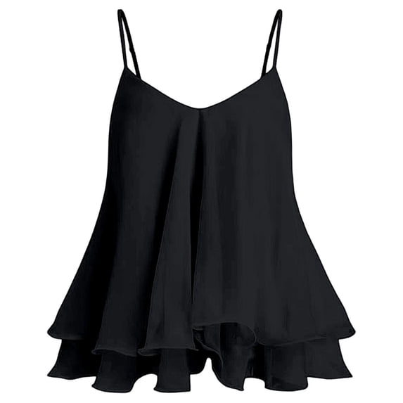 ZIXKCGDSE Flowy Tank Tops for Women Ruffle Spaghetti Strap Camisole Summer Trendy Clothes Size XL