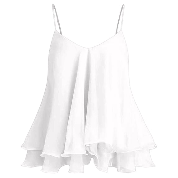 ZIXKCGDSE Flowy Tank Tops for Women Ruffle Spaghetti Strap Camisole Summer Trendy Clothes Size XL