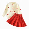 thumbnail image 1 of ZIXKCGDSE Girl Skirt Set Knit Sweater Flower Top and Pleated Skirt Elegant Fall Winter Outfit Size 4-5 Years, 1 of 4