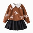 thumbnail image 1 of ZIXKCGDSE Girls 2 Piece Outfits Bow Long Sleeved Fall Tops and Skirt School Clothing Set Size 7 Years, 1 of 4