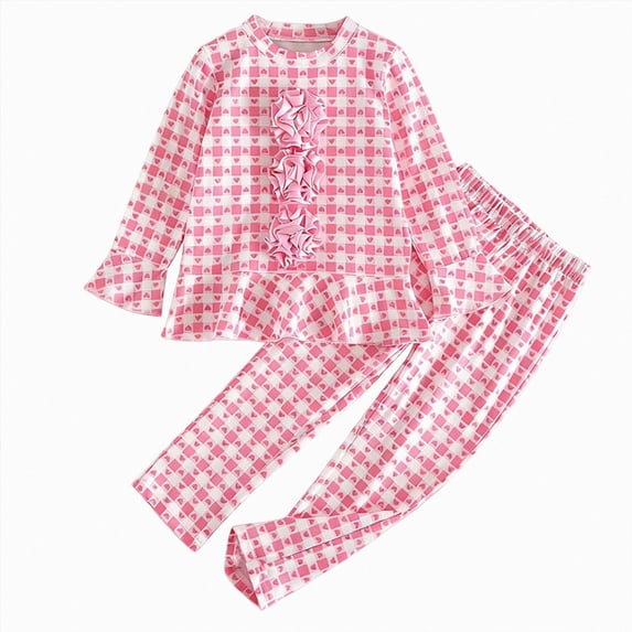 ZIXKCGDSE Girls 2 Piece Outfits Cute Floral Long Sleeve Top and Pants Vacation Going Out Size 6 Years