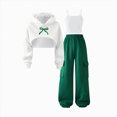 thumbnail image 1 of ZIXKCGDSE Girls 3 Piece Outfits Tank Tops Letter Print Hooded Sweatshirt and Sweatpants Set Size 9-10 Years, 1 of 4