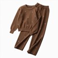thumbnail image 1 of ZIXKCGDSE Girls Clothes Set Crew Neck Long Sleeve Top and Wide Leg Pants Warm Fall Winter Outfits Size 11-12 Years, 1 of 5