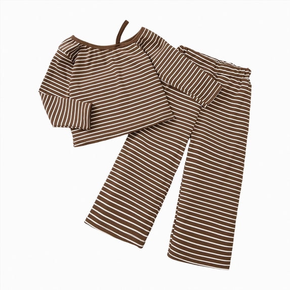 ZIXKCGDSE Girls Trendy Outfits Off Shoulder Long Sleeved Top and Wide Leg Pants Fashion Clothes Going Out Size 3-4 Years