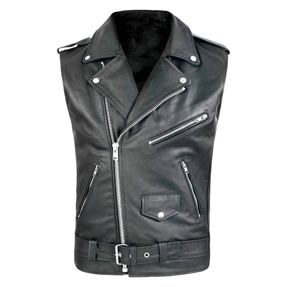ZIXKCGDSE Leather Vest Mens Fashion Sleeveless Jacket Goingout Trendy Clothes with Pockets Size M