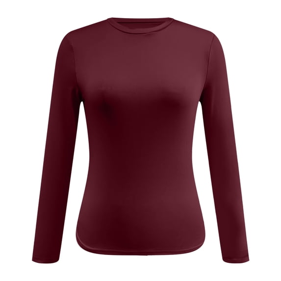 ZIXKCGDSE Long Sleeve Shirts for Women Crewneck T-Shirt Slim Fit Pullover Fall Clothes Size M
