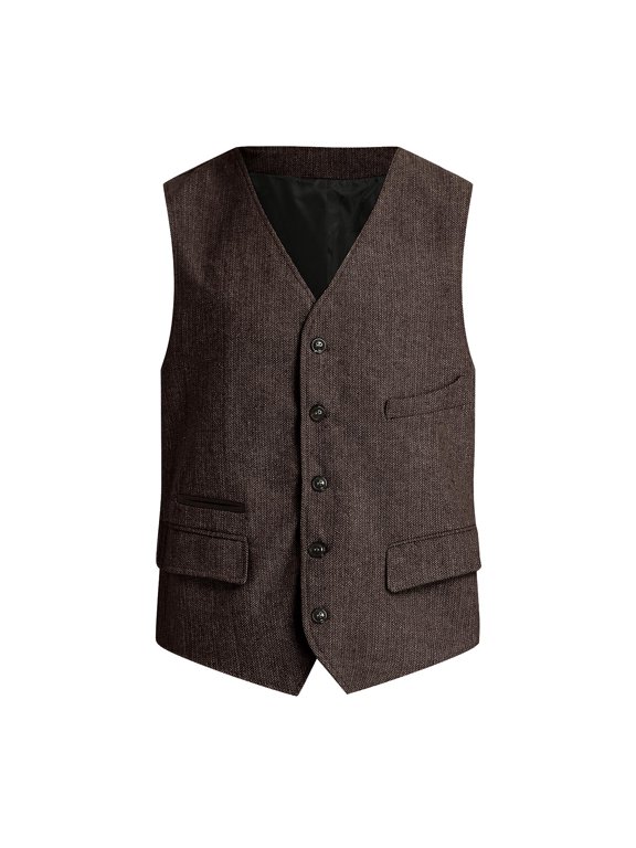Men’s Dress Vest Business Formal Vests Slim Fit Casual Waistcoat with Pockets Size L2