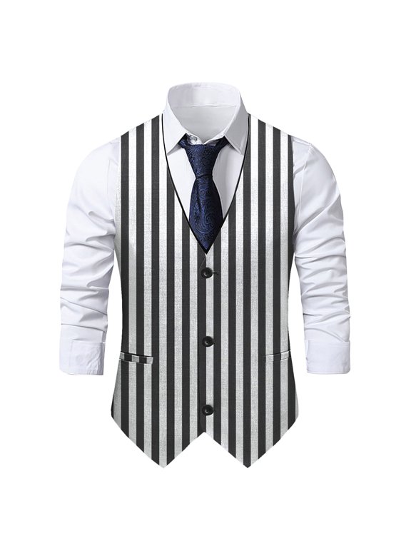 Men's Formal Suit Vest V Neck Slim Fit Pockets Waistcoat for Work Party Weeding Size L2