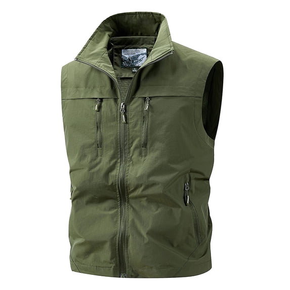 ZIXKCGDSE Men's Lightweight Vest Casual Outerwear Sleeveless Jacket with Zipper Pockets Size S
