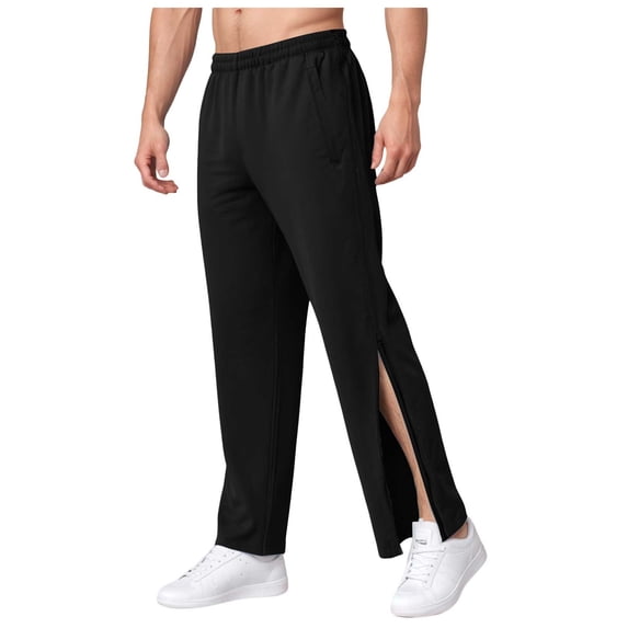 ZIXKCGDSE Mens Pants with Side Full Zip, Loose Straight Trouser Workout Joggers Pockets Size XL