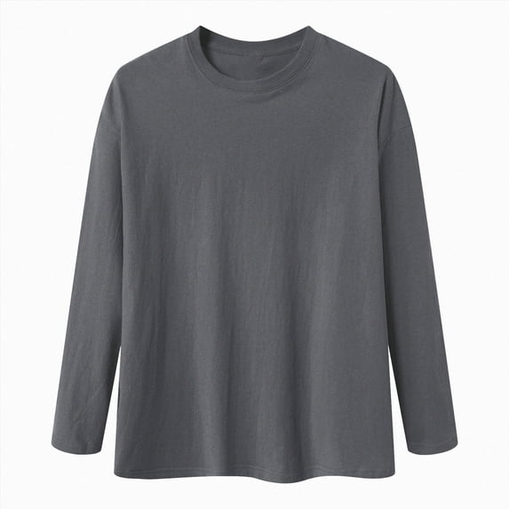 ZIXKCGDSE Mens Shirt Casual Long Sleeves Crew Neck Pullover Tops Versatile Everyday Wear Size 3XL