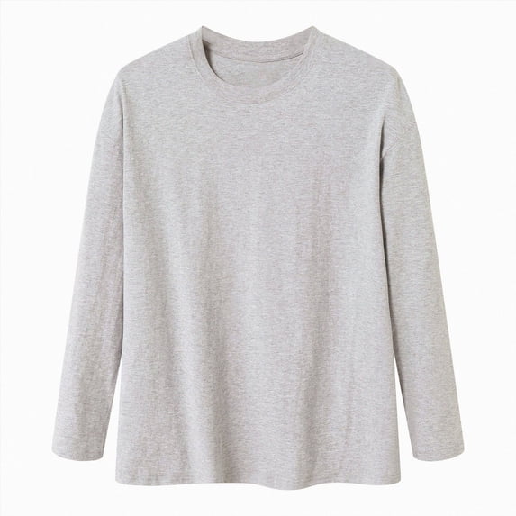 ZIXKCGDSE Mens Shirt Casual Long Sleeves Crew Neck Pullover Tops Versatile Everyday Wear Size S