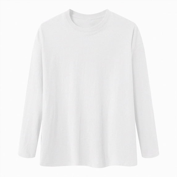 ZIXKCGDSE Mens Shirt Casual Long Sleeves Crew Neck Pullover Tops Versatile Everyday Wear Size XL