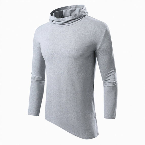 ZIXKCGDSE Mens Shirt Casual Loose Long Sleeved Pullover Hooded Outdoor Running Going Out Size XL