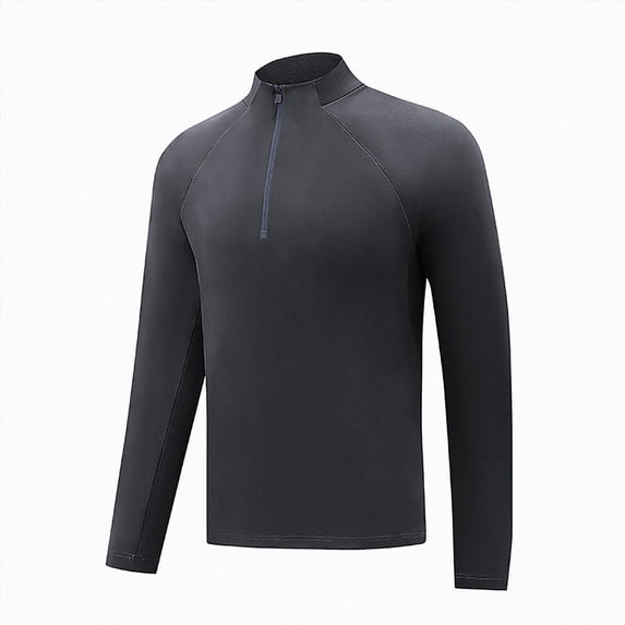 ZIXKCGDSE Quarter Zip Pullover Men Long Sleeve Shirts Fitness Sports Workout Gym Athletic Tee Size 2XL