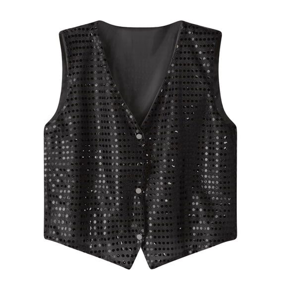 ZIXKCGDSE Sequin Vest for Men V-Neck Party Sleeveless Suit Waistcoat Weeding Formal Clothes Size M