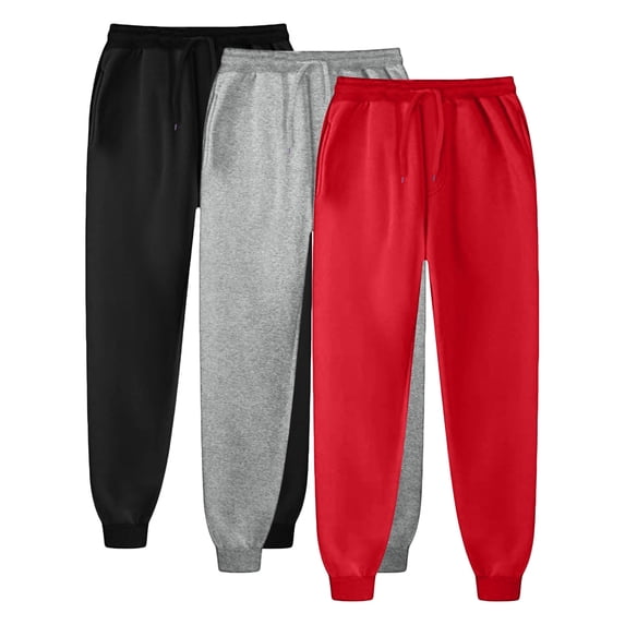 ZIXKCGDSE Sweatpants for Men 3 Pack Joggers Pants with Pockets Slim Fit Running Gym Pants Size L3