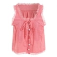 thumbnail image 1 of ZIXKCGDSE Tank Tops Womens Summer Tops Tie Front Lace Button Down Shirt Trendy Clothes Size M, 1 of 4