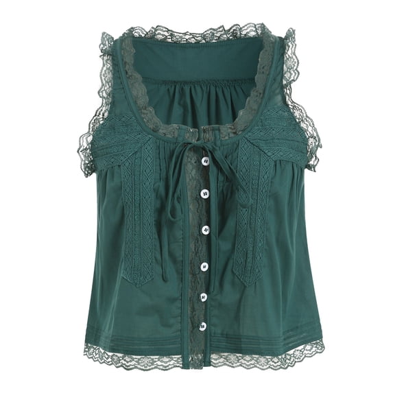 ZIXKCGDSE Tank Tops Womens Summer Tops Tie Front Lace Button Down Shirt Trendy Clothes Size S
