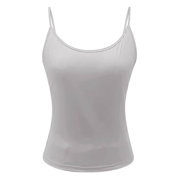 ZIXKCGDSE Tank Tops for Women Round Neck Adjustable Spaghetti Strap Sleeveless Summer Shirt Size XS