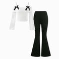 thumbnail image 1 of ZIXKCGDSE Teen Girls Clothes Off Shoulder Tops and Flared Pants Set 2 Piece School Outfit Size 7-8 Years, 1 of 6