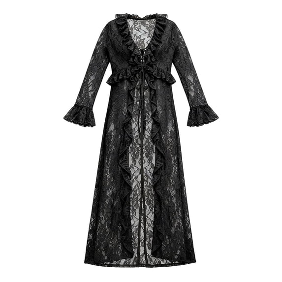 ZIXKCGDSE Tie Front Cardigan Long Cardigans for Women Fashion Hollow Mesh Top Going Out Size S