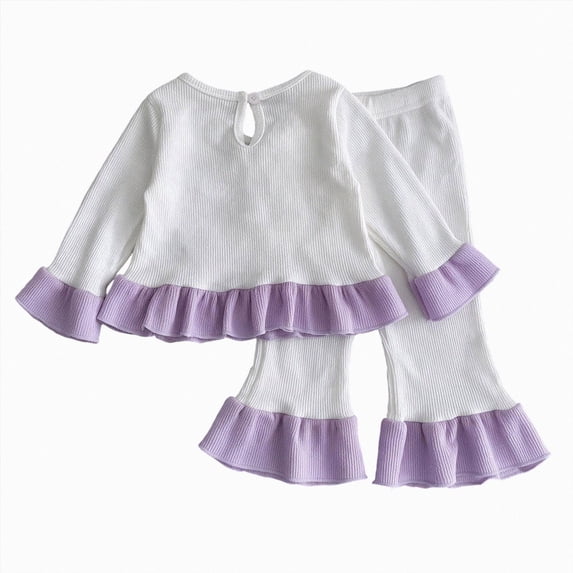 ZIXKCGDSE Toddler Baby Girl Clothes Bow Long Sleeve Pullover Tops and Flared Pants Fall Winter Outfits Size 9-12 Months