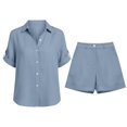 thumbnail image 1 of ZIXKCGDSE Women 2 Piece Linen Short Sets Button Down Shirt and Bottom Matching with Pockets Size L, 1 of 4