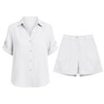 thumbnail image 1 of ZIXKCGDSE Women 2 Piece Linen Short Sets Button Down Shirt and Bottom Matching with Pockets Size L, 1 of 4