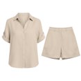 thumbnail image 1 of ZIXKCGDSE Women 2 Piece Linen Short Sets Button Down Shirt and Bottom Matching with Pockets Size M, 1 of 4