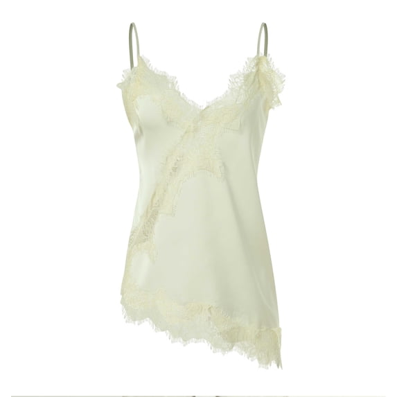 ZIXKCGDSE Womens Tank Tops Fashion Clothes Spaghetti Strap Irregular Hem Lace Sleeveless Tee Size M