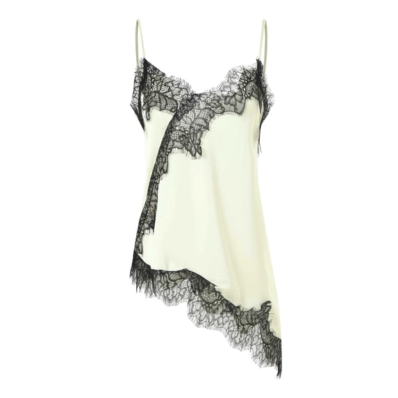 ZIXKCGDSE Womens Tank Tops Fashion Clothes Spaghetti Strap Irregular Hem Lace Sleeveless Tee Size XS