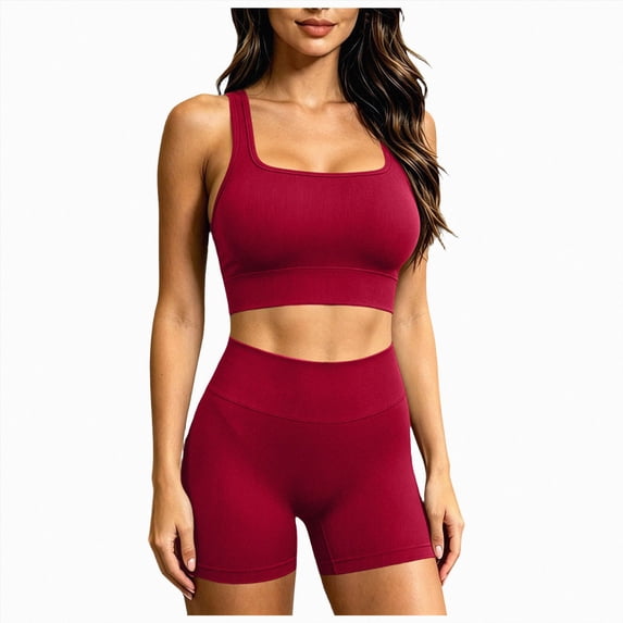 ZIXKCGDSE Workout Sets for Women 2 Piece Sports Bra High Waist Shorts Gym Yoga Outfits Size M