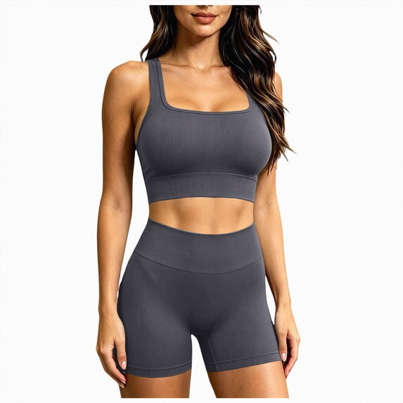 ZIXKCGDSE Workout Sets for Women 2 Piece Sports Bra High Waist Shorts Gym Yoga Outfits Size XL