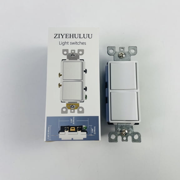 ZIYEHULUU Light switches,Double Rocker Light Switch, 15A 120VAC Decorator Wall Switch, Self-Grounding Dual Paddle Electrical Switch, Impact-Resistant Polycarbonate Construction