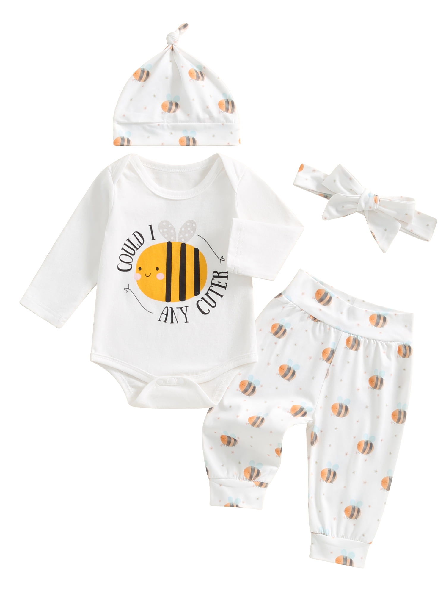 Adorable 3-Piece Coming Home Outfit For Newborns - Letter Print Romper, Pants & Hat Set
